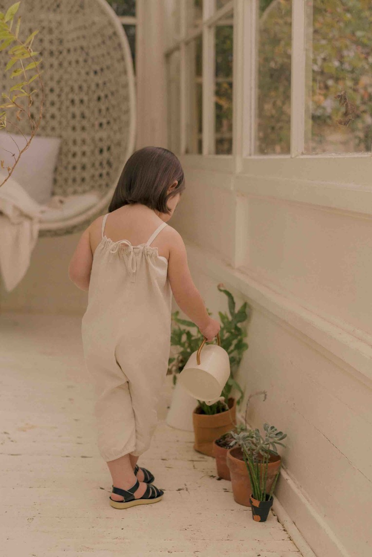 Gathered Linen Jumpsuit