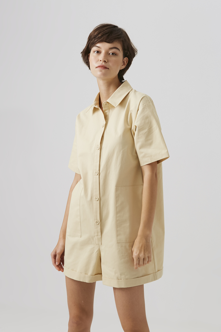 Cotton Button-Down Romper