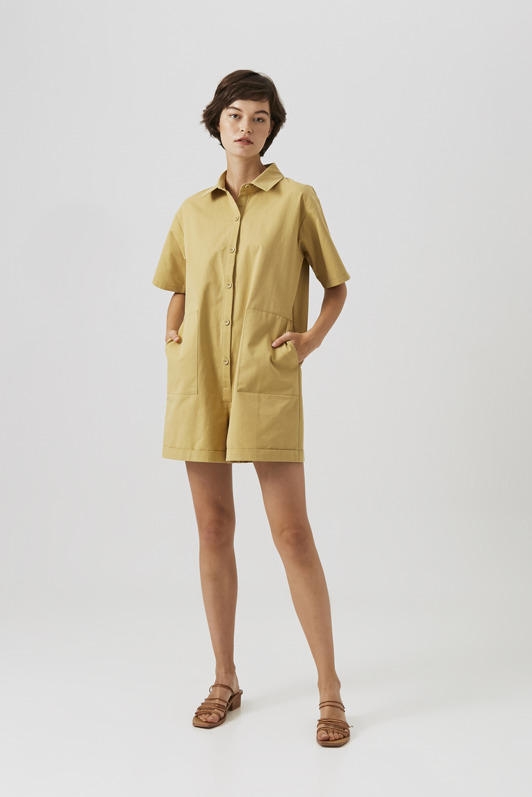 Cotton Button-Down Romper