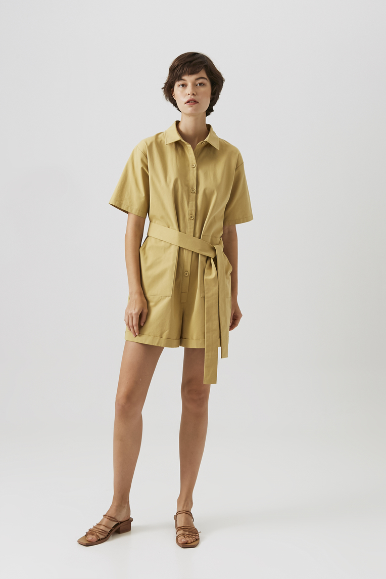 Cotton Button-Down Romper