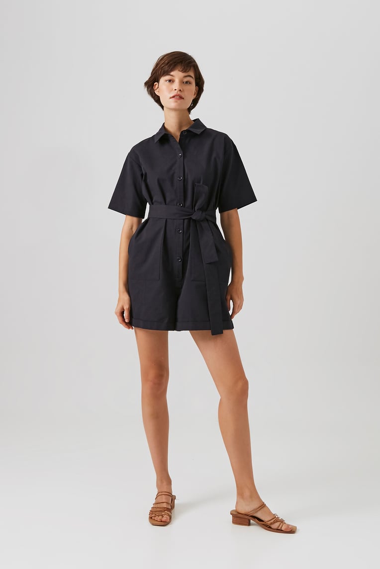 Cotton Button-Down Romper