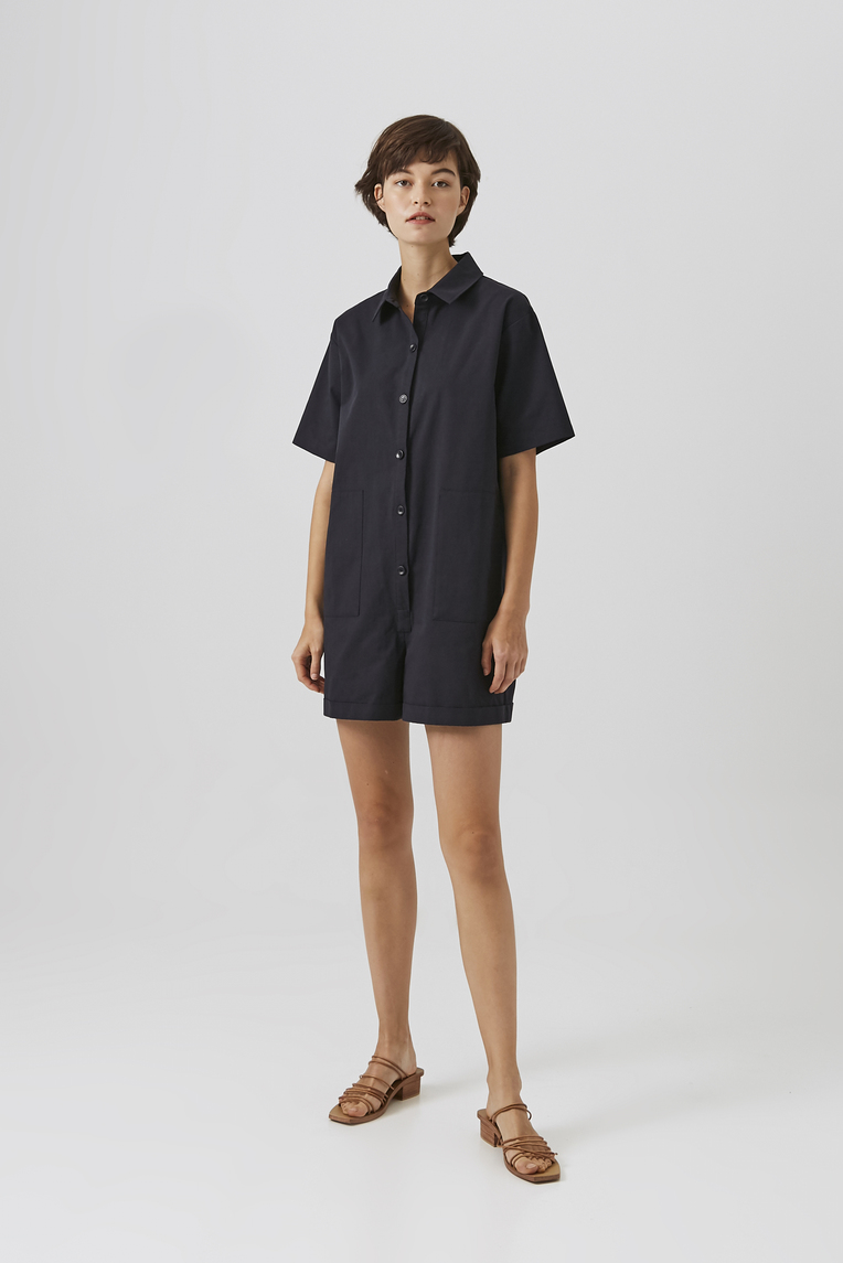 Cotton Button-Down Romper