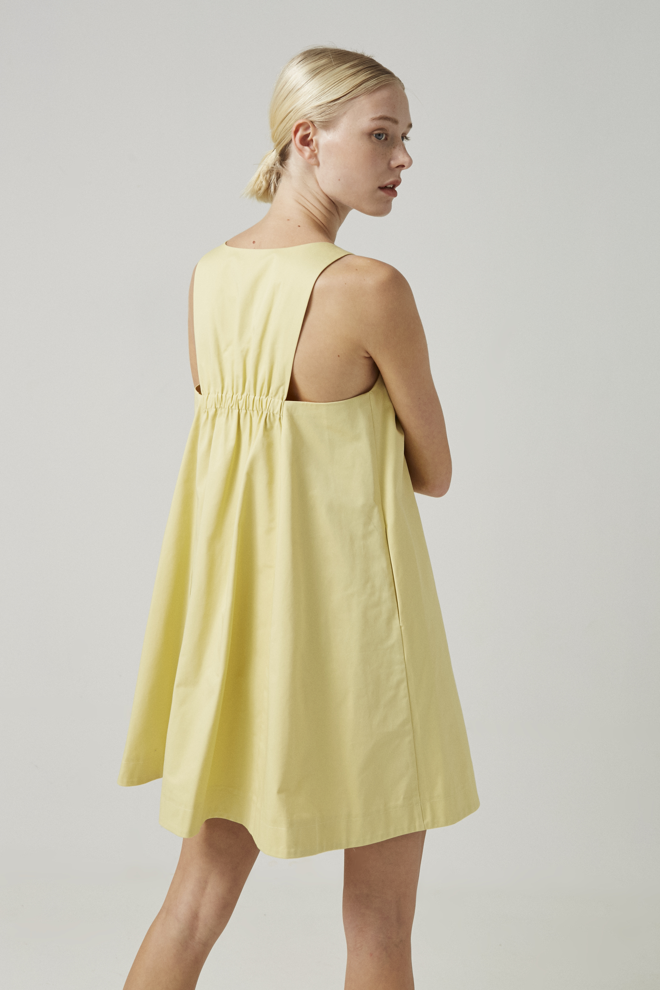 Cotton Gathered-Back Shift Dress