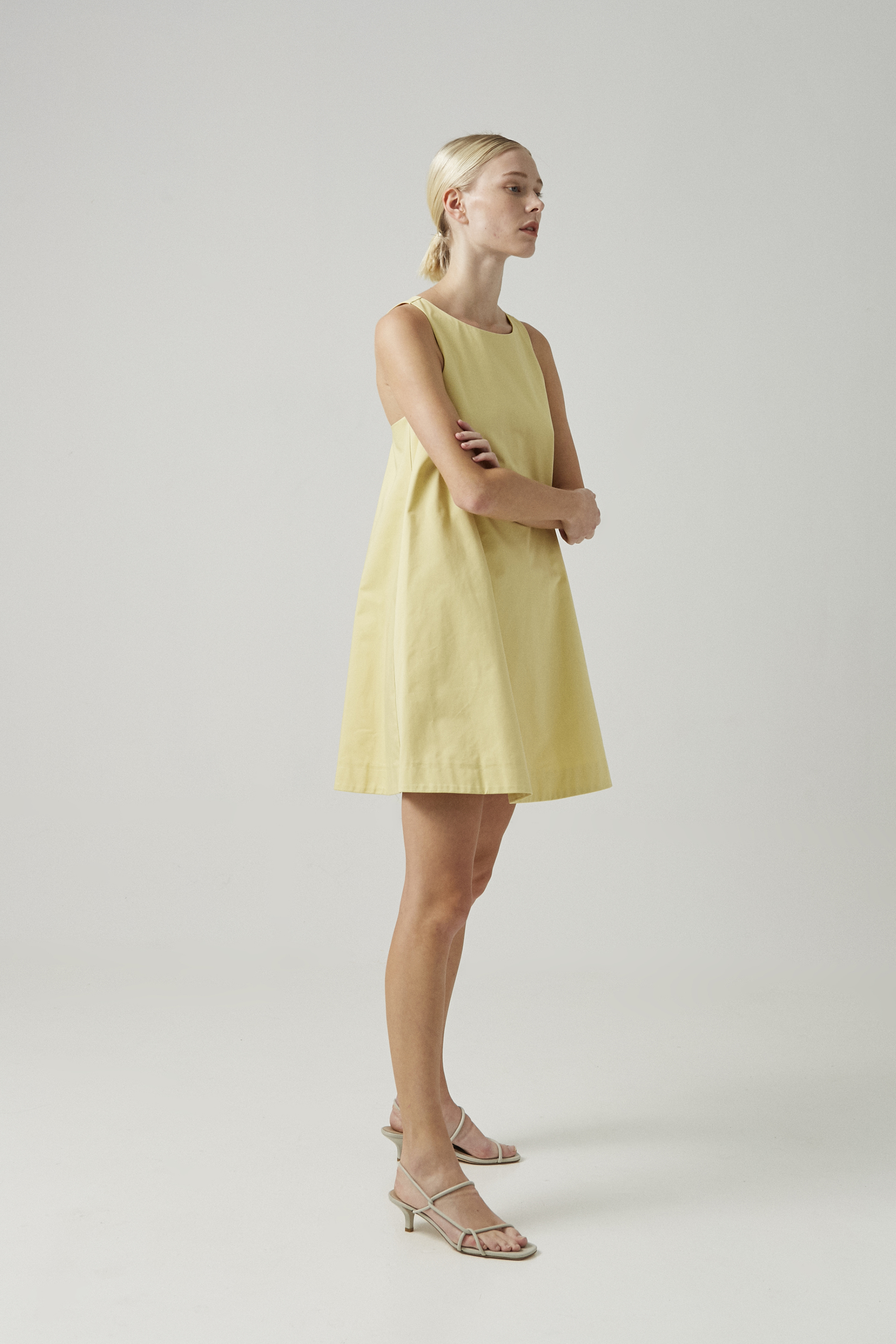 Cotton Gathered-Back Shift Dress