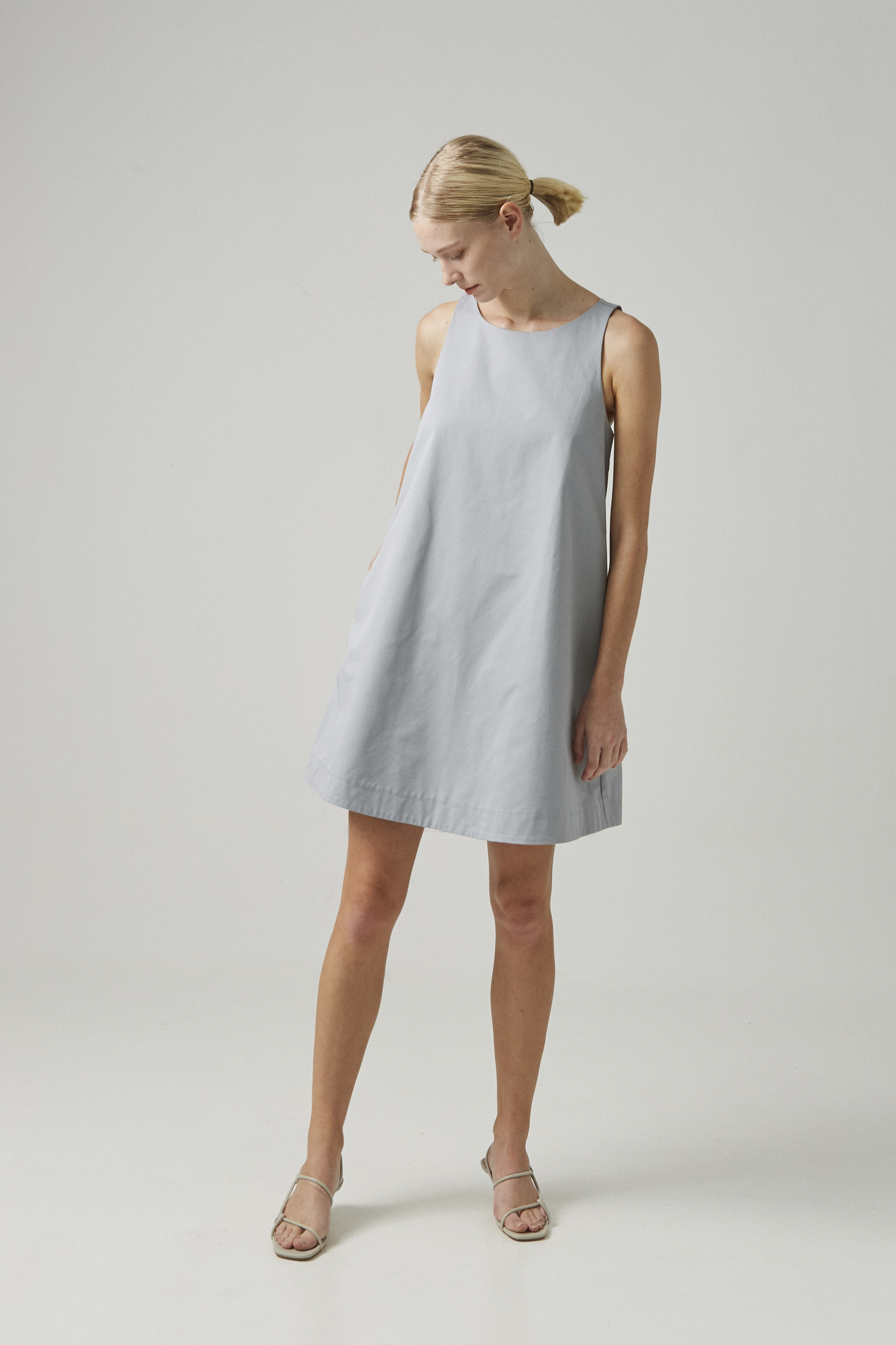 Cotton Gathered-Back Shift Dress