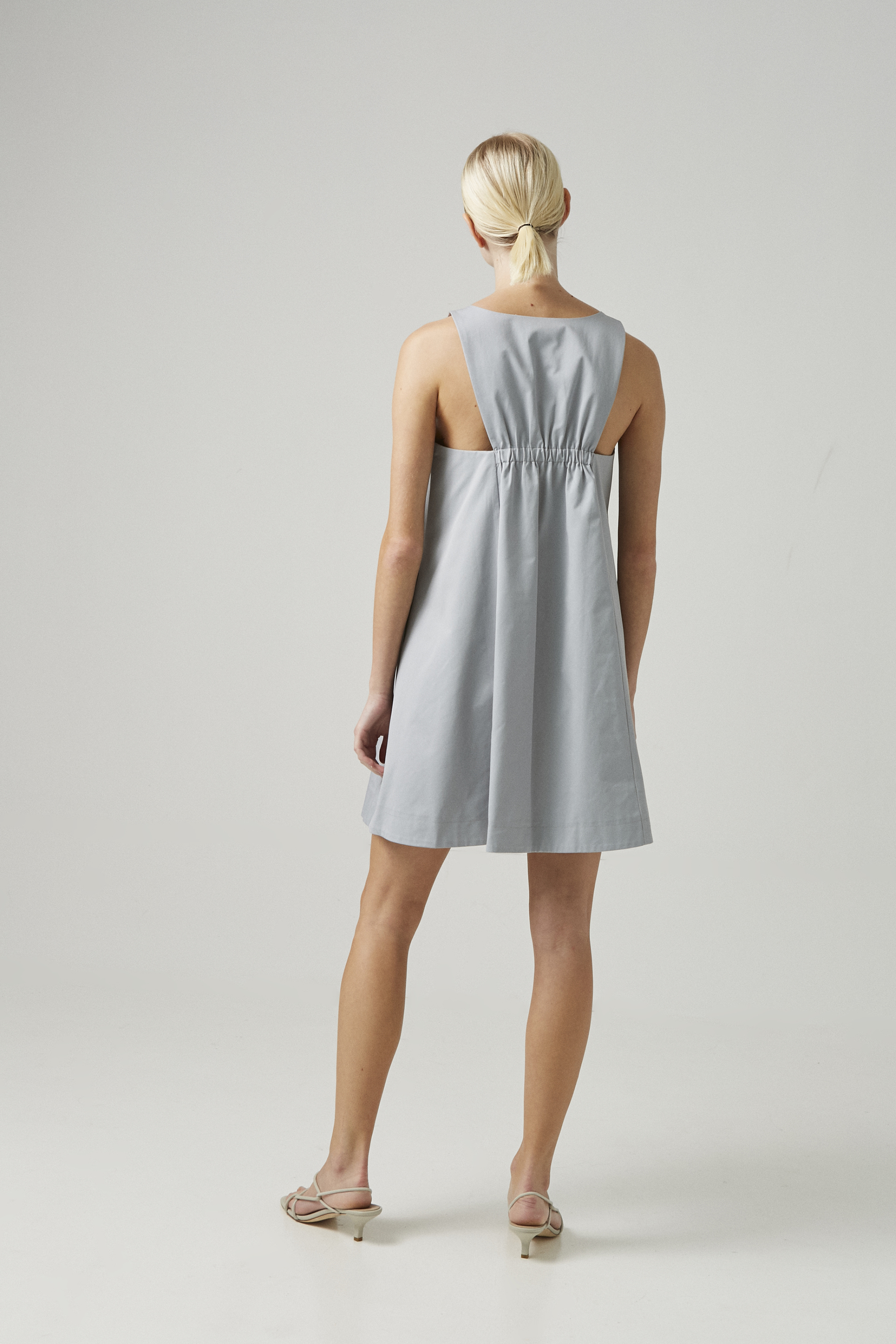 Cotton Gathered-Back Shift Dress