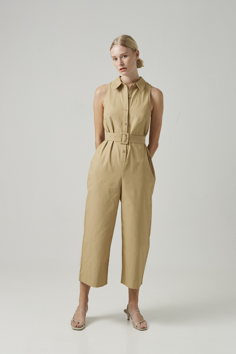 Cotton Belted Jumpsuit