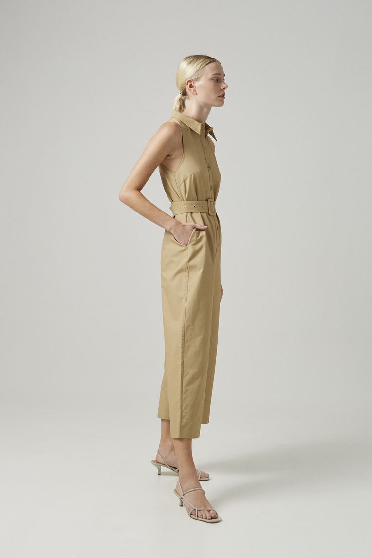 Cotton Belted Jumpsuit