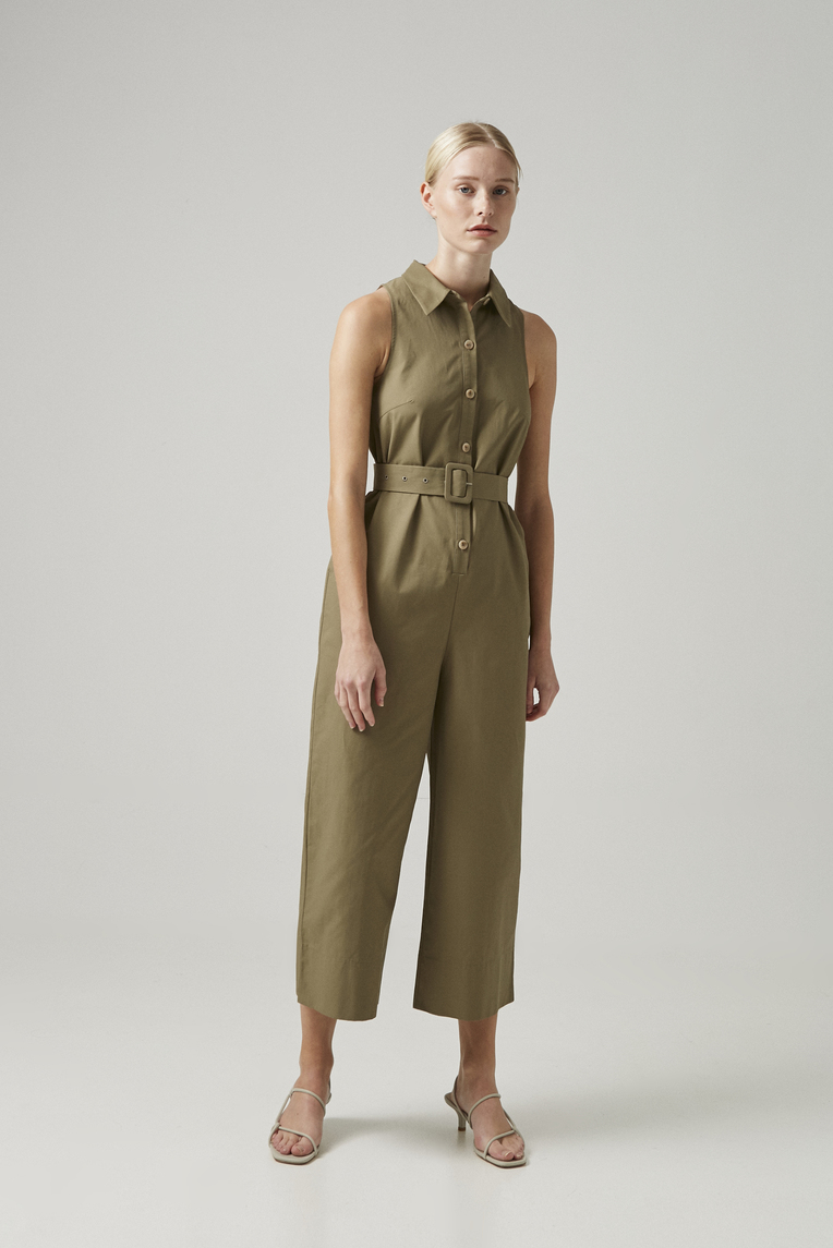 Cotton Belted Jumpsuit