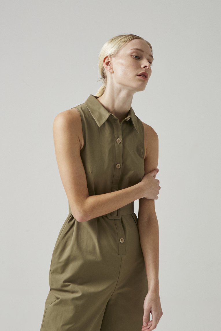 Cotton Belted Jumpsuit