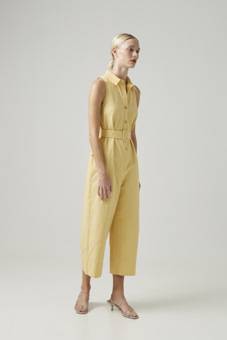 Cotton Belted Jumpsuit