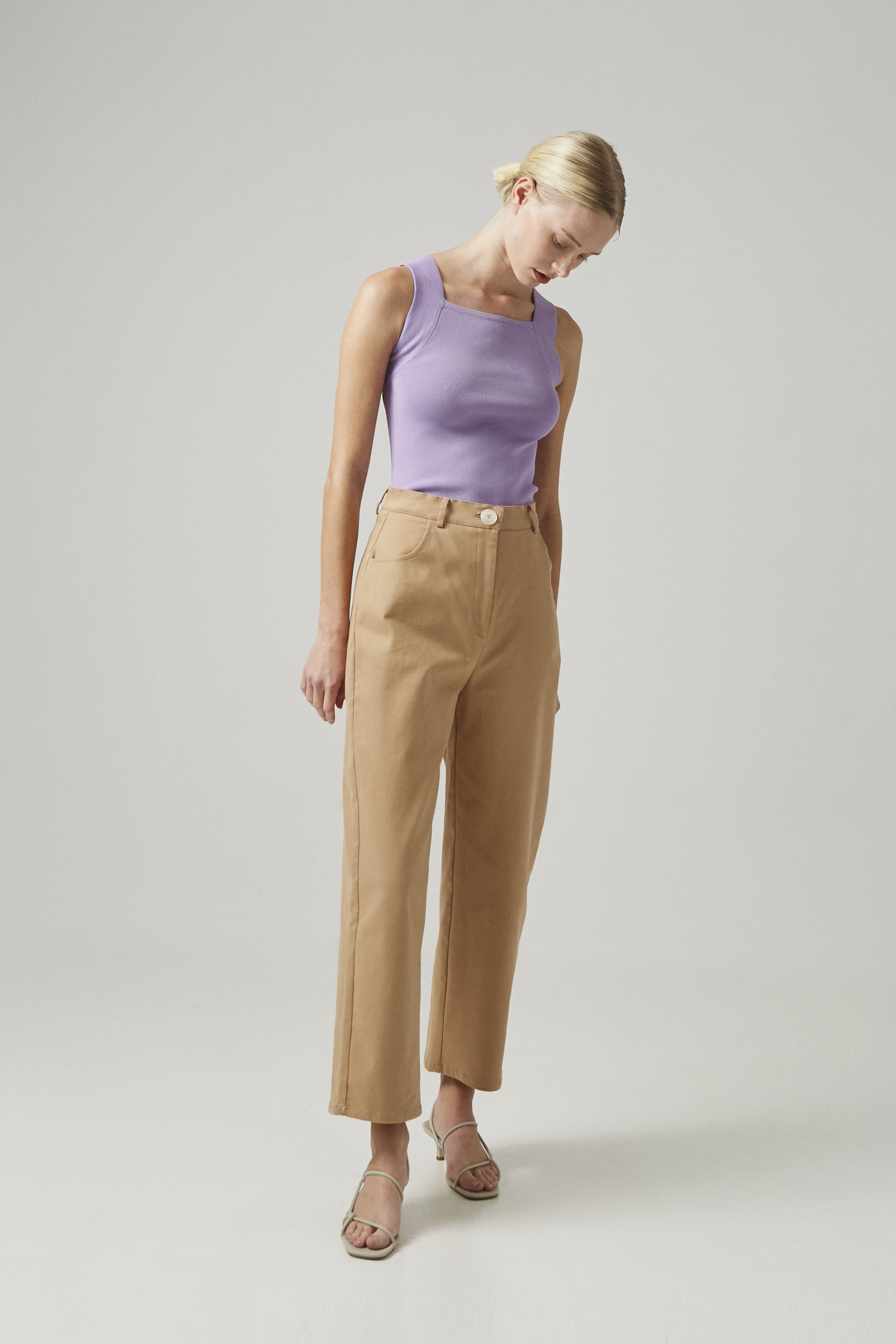 Cotton Stretch Full-Length Pants
