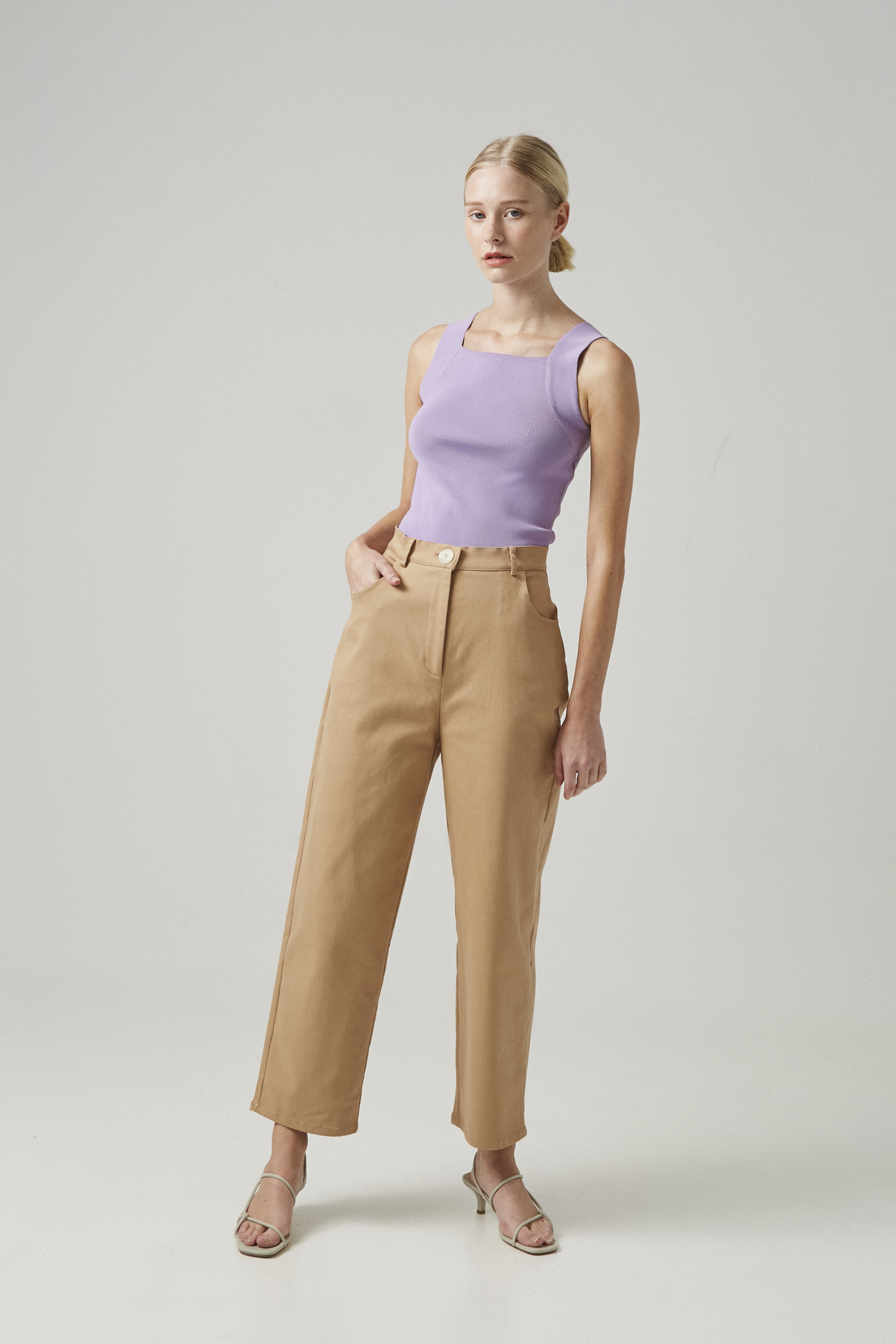 Cotton Stretch Full-Length Pants