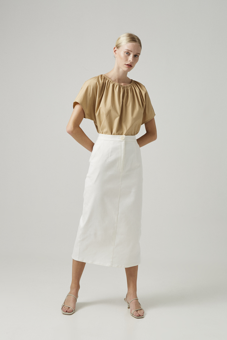 Cotton Gathered Cropped Top