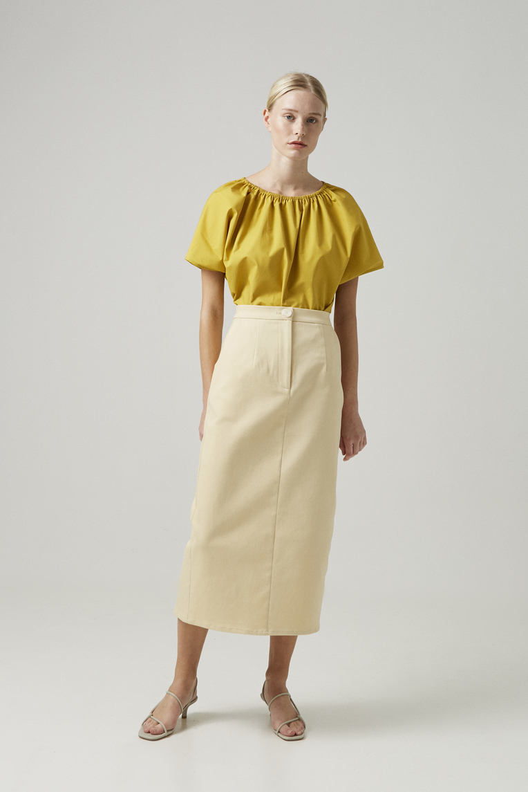 Cotton Gathered Cropped Top