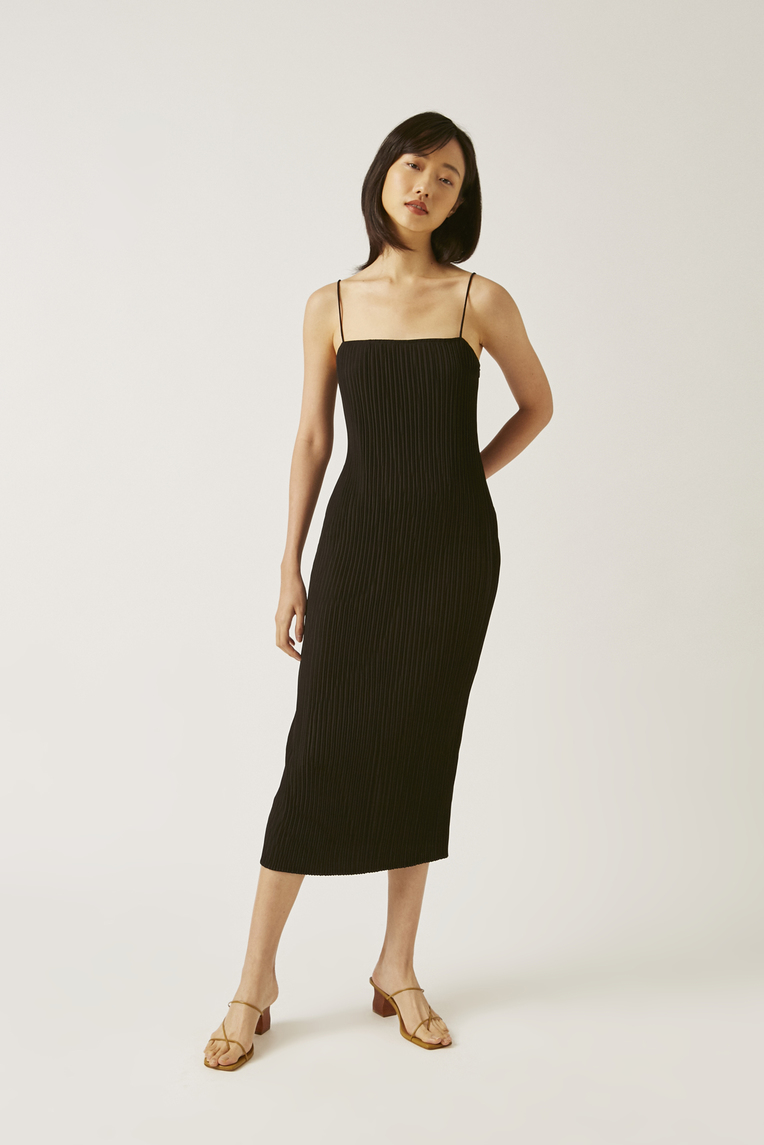 Pleated Column Dress