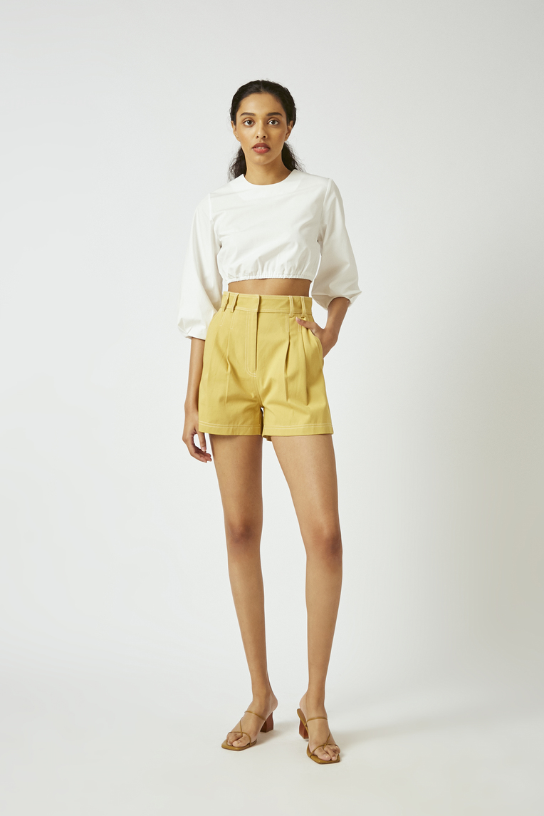 Contrast Stitch Cotton Shorts