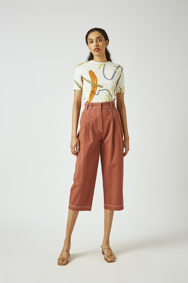 Contrast Stitch Cotton Culottes