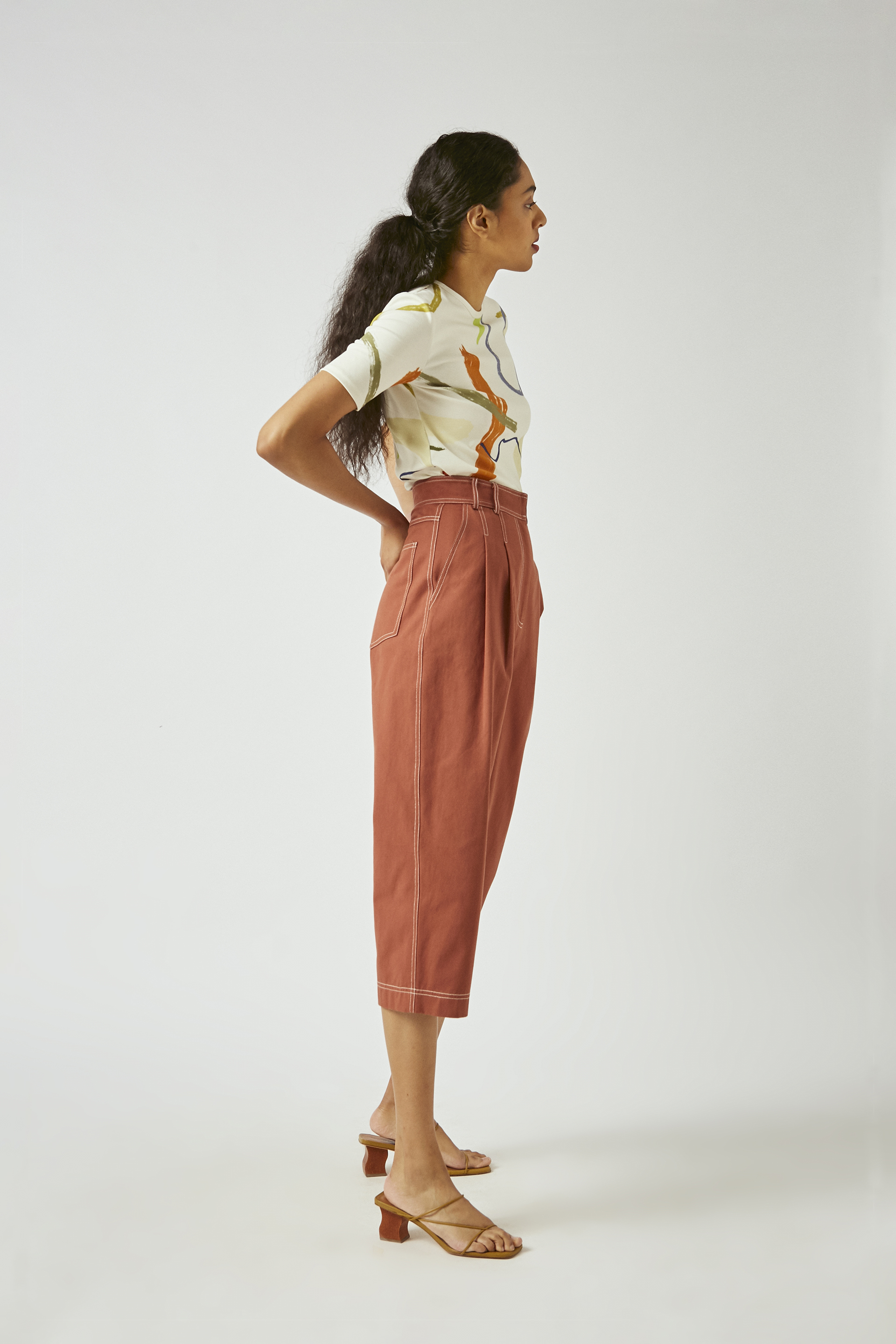 Contrast Stitch Cotton Culottes