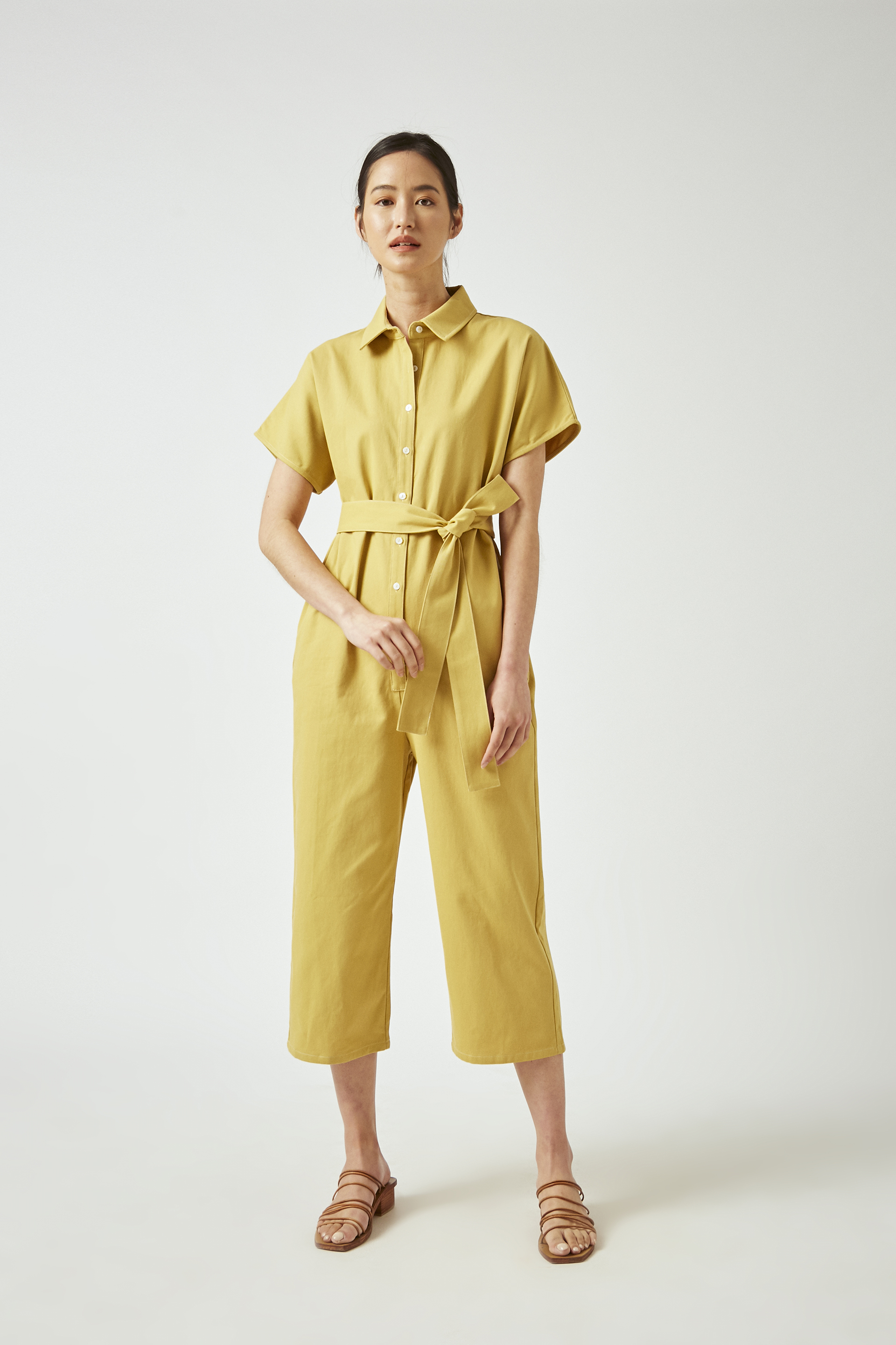 Contrast Stitch Cotton Jumpsuit