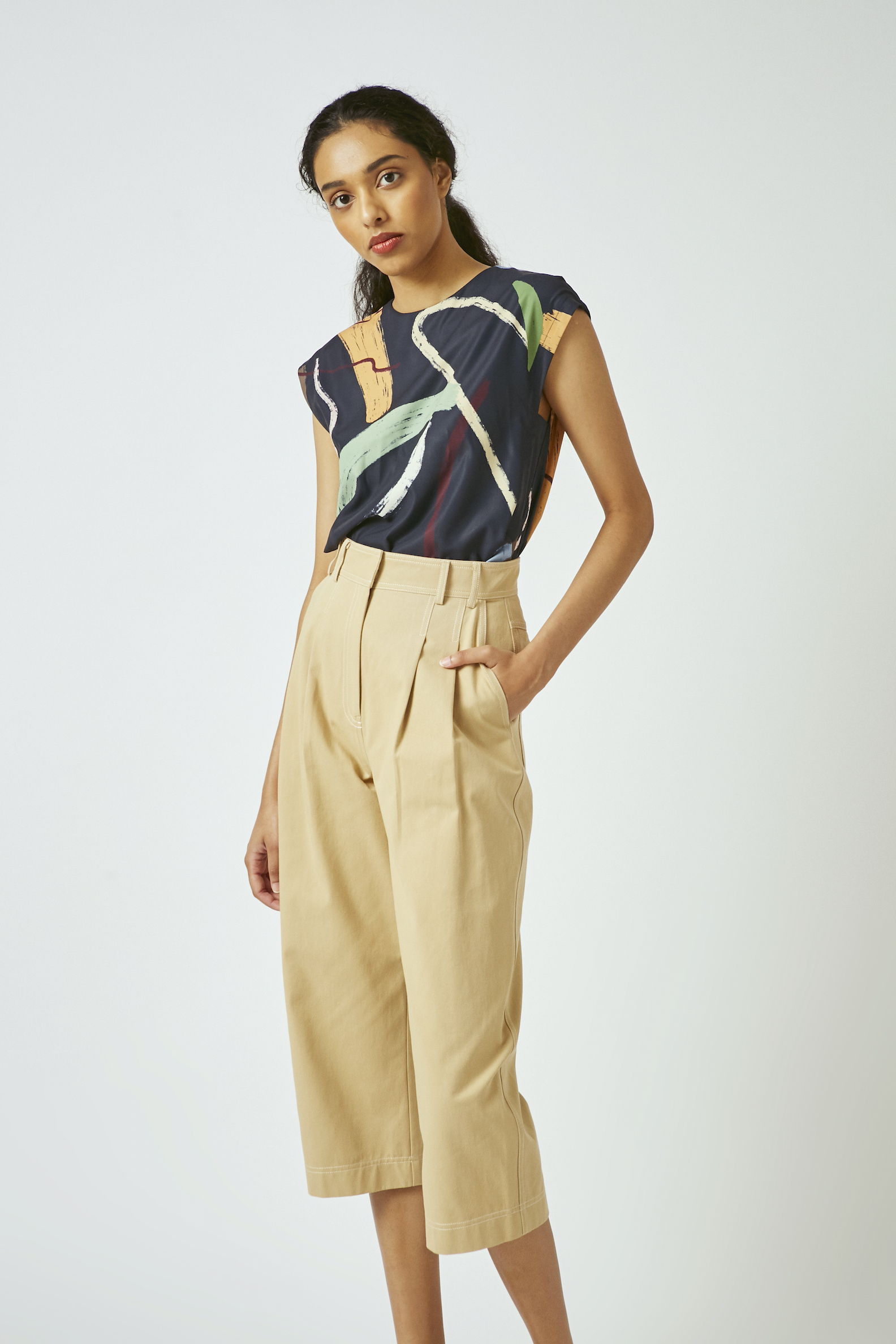 Contrast Stitch Cotton Culottes