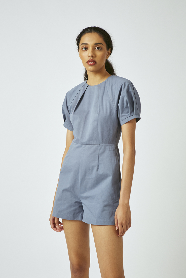 Gathered Cotton Romper