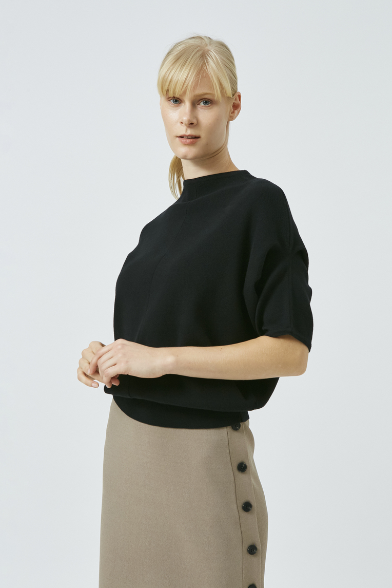 Gathered Sleeve Knit Top