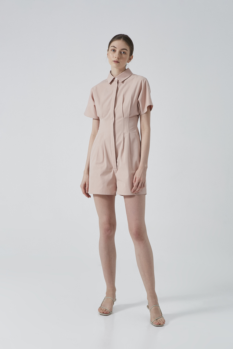 Cotton Pleated Romper