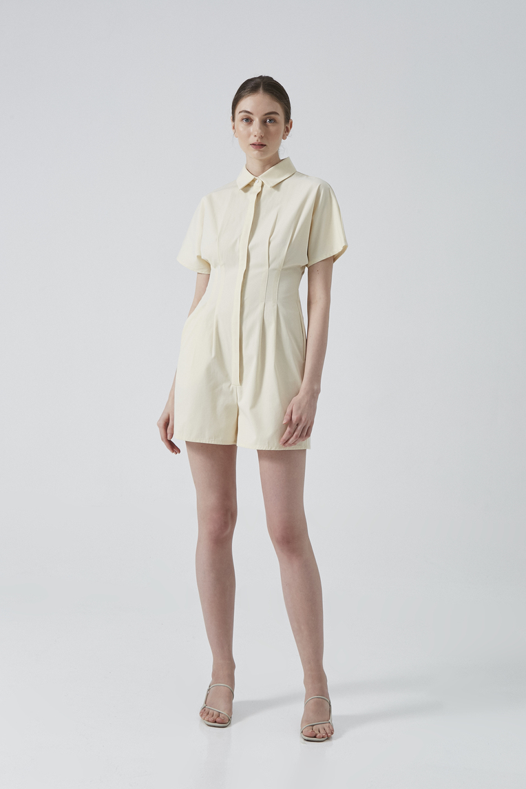 Cotton Pleated Romper