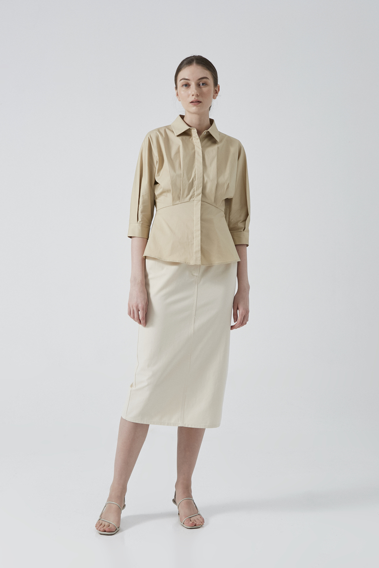 Cotton Pleated Shirt
