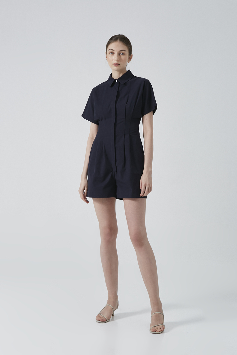 Cotton Pleated Romper
