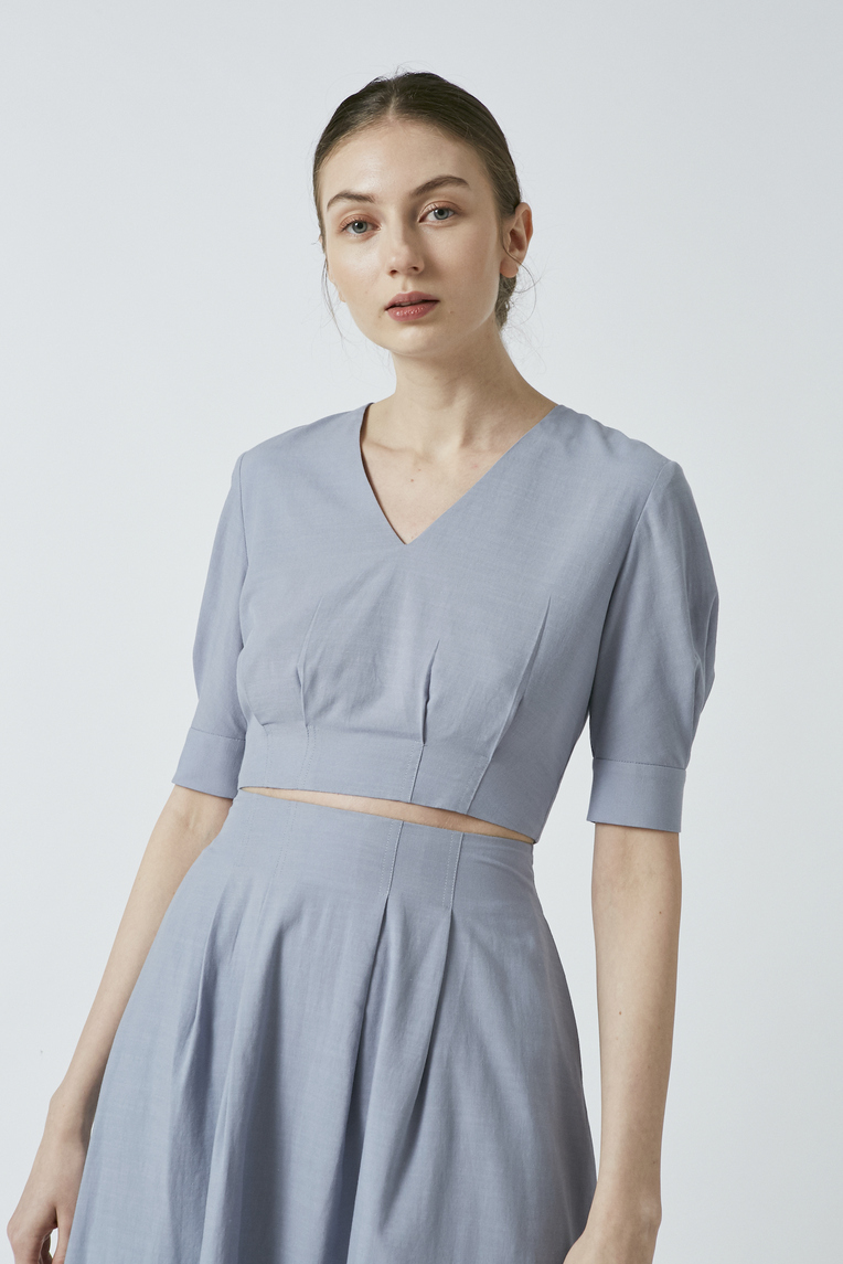 Textured Cotton Cropped Top 