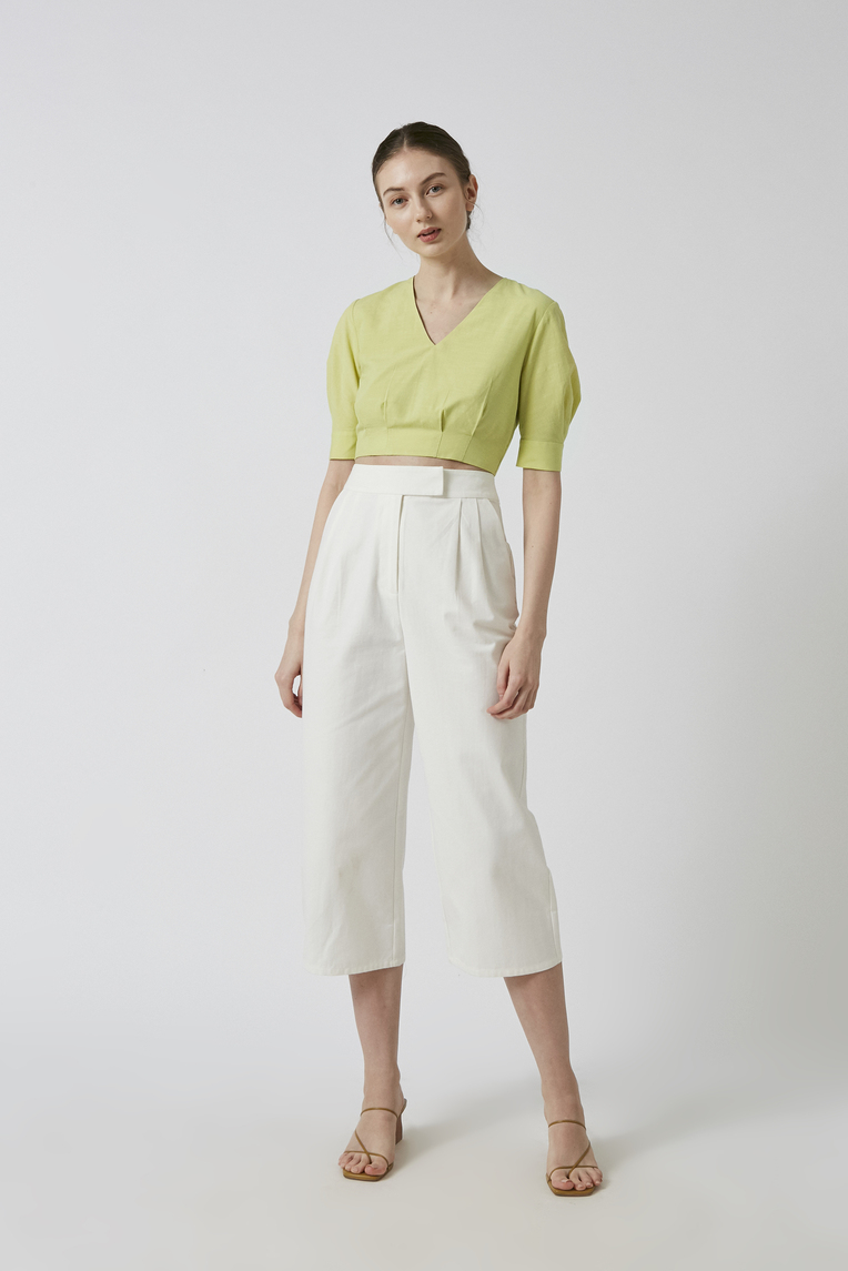 Textured Cotton Cropped Top 