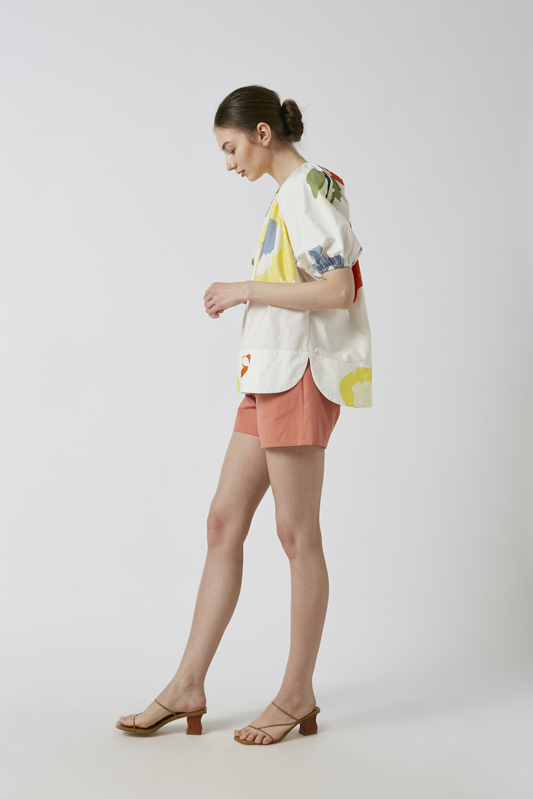 Cotton High-Waisted Pleat Shorts