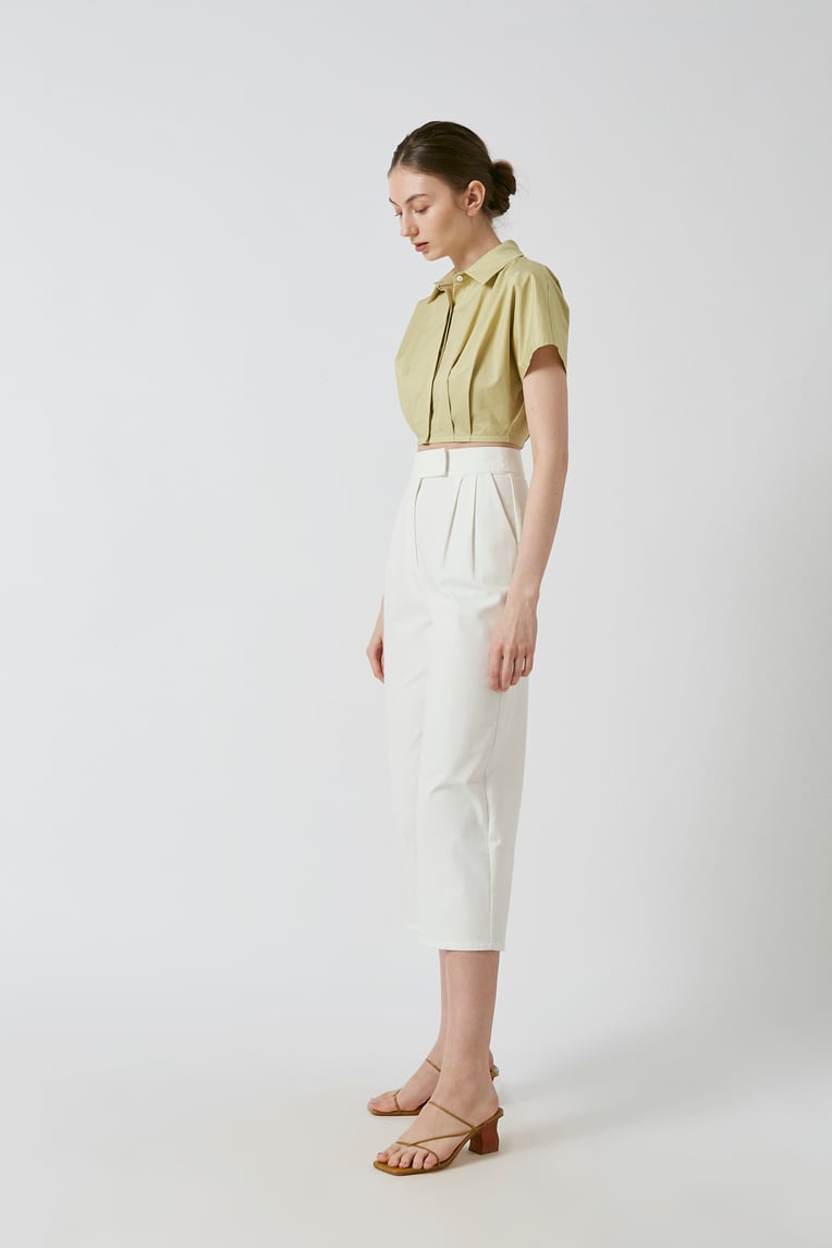Cotton Pleated Cropped Shirt 