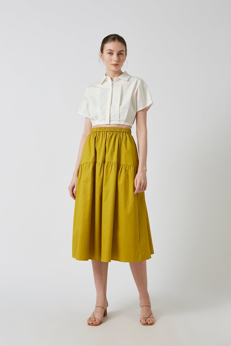Cotton Pleated Cropped Shirt 