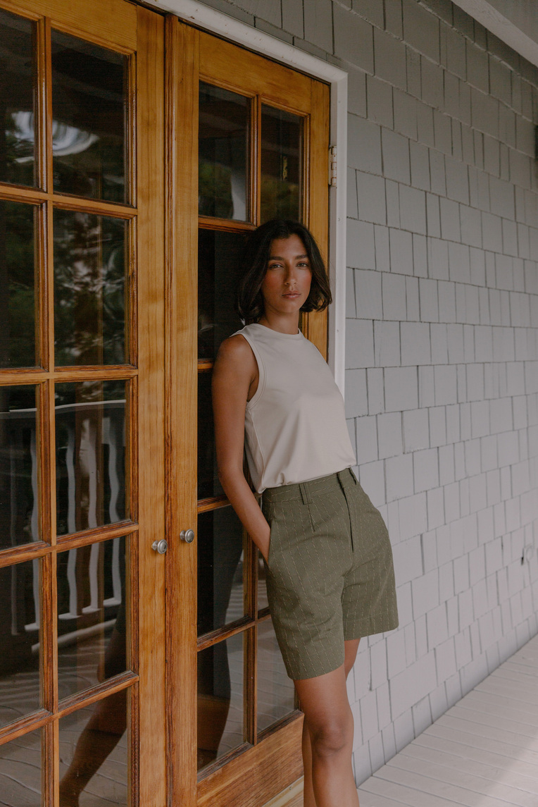 Linen Pinstripe Shorts 