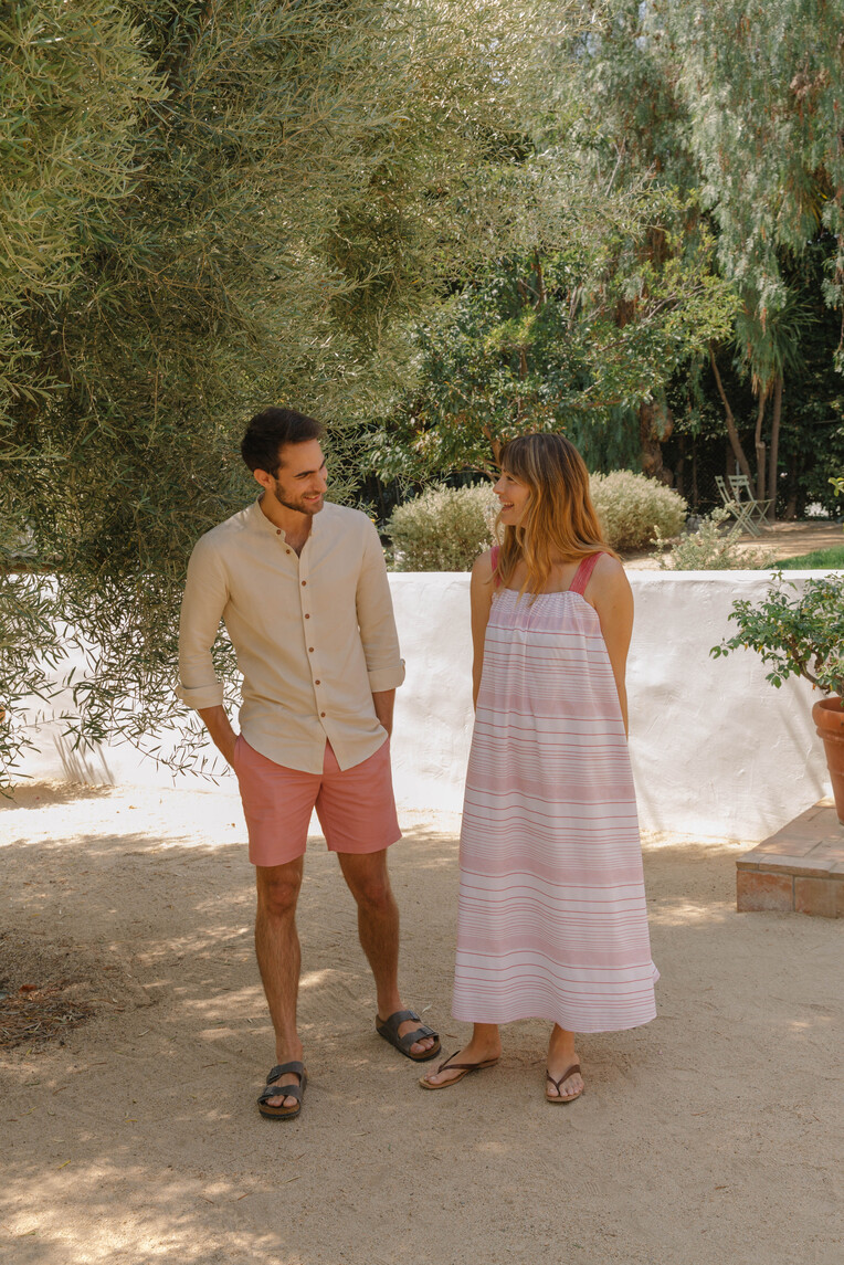 Relaxed Fit Linen Bermuda Shorts