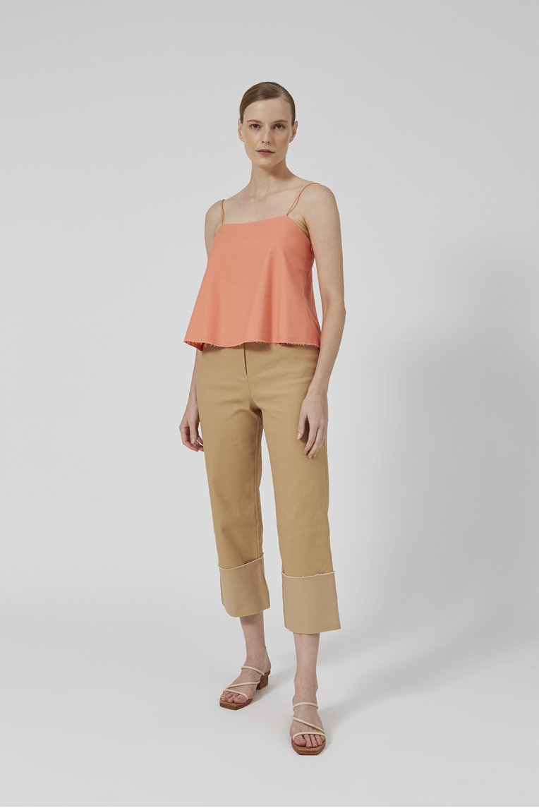 Linen Raw Hem Cami Top 