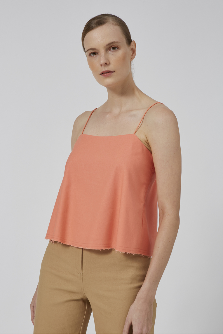 Linen Raw Hem Cami Top 