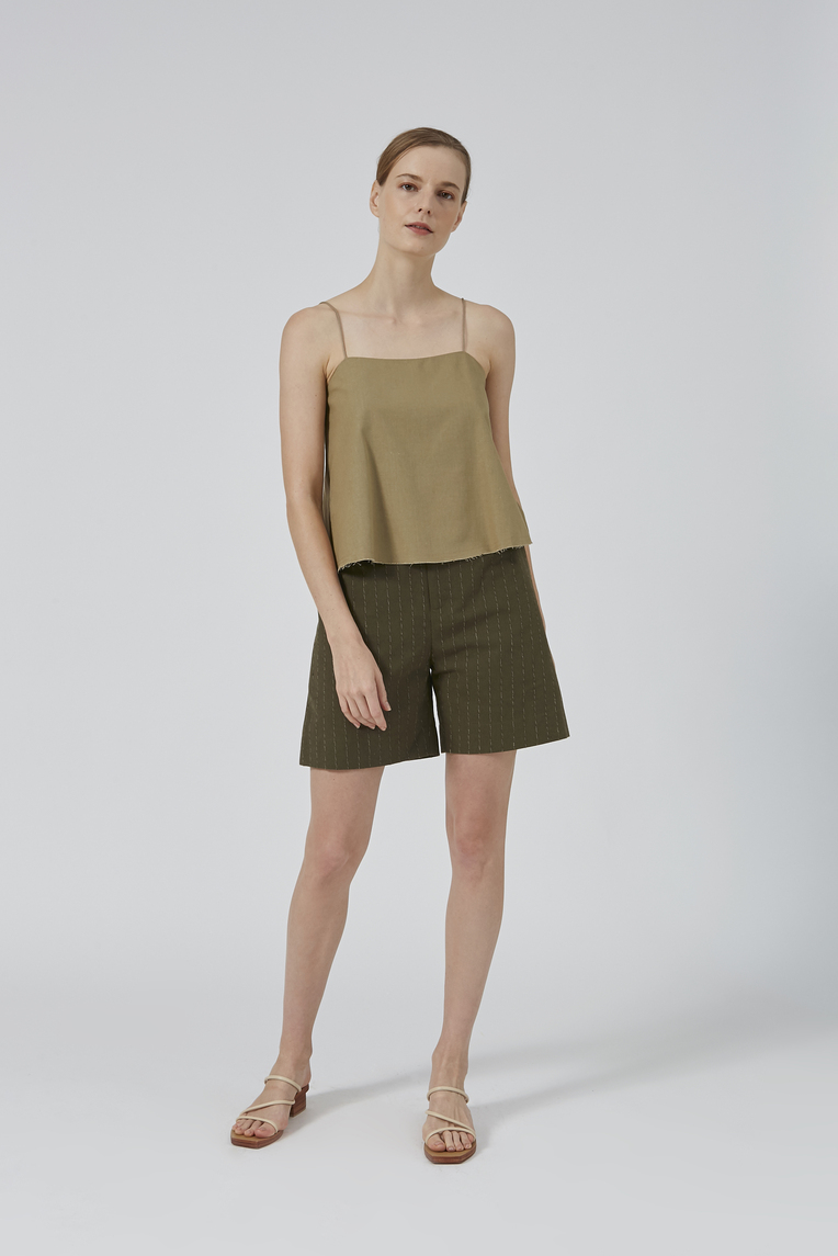 Linen Raw Hem Cami Top 