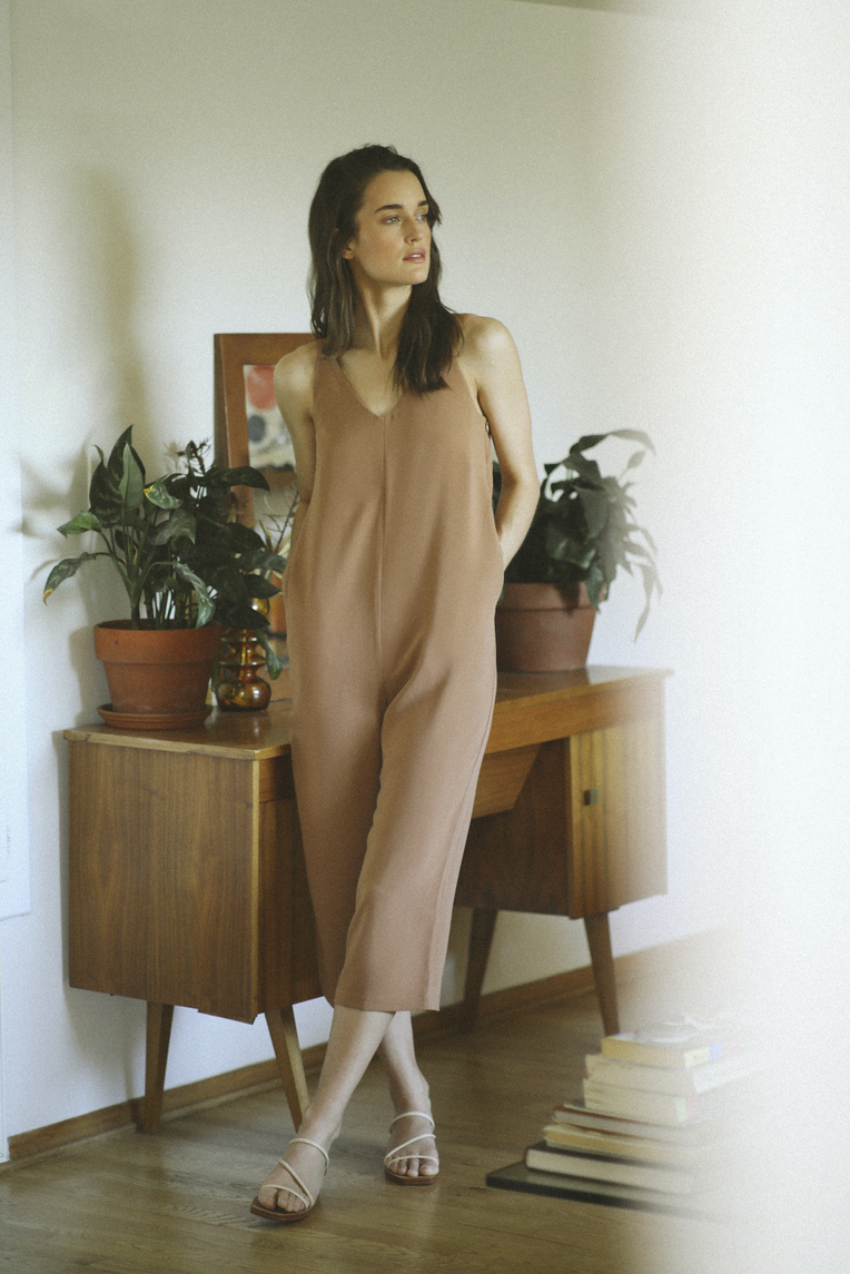 Crepe V-Neck Jumpsuit