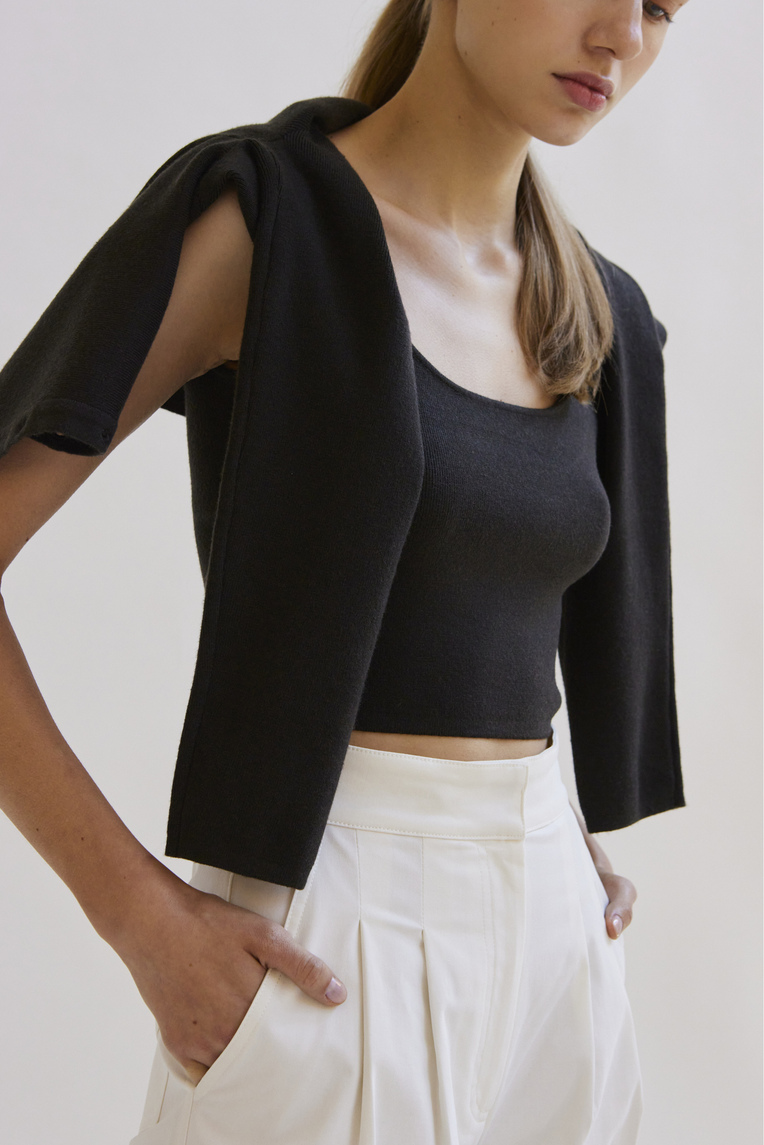 Square-Neck Knit Crop Top 