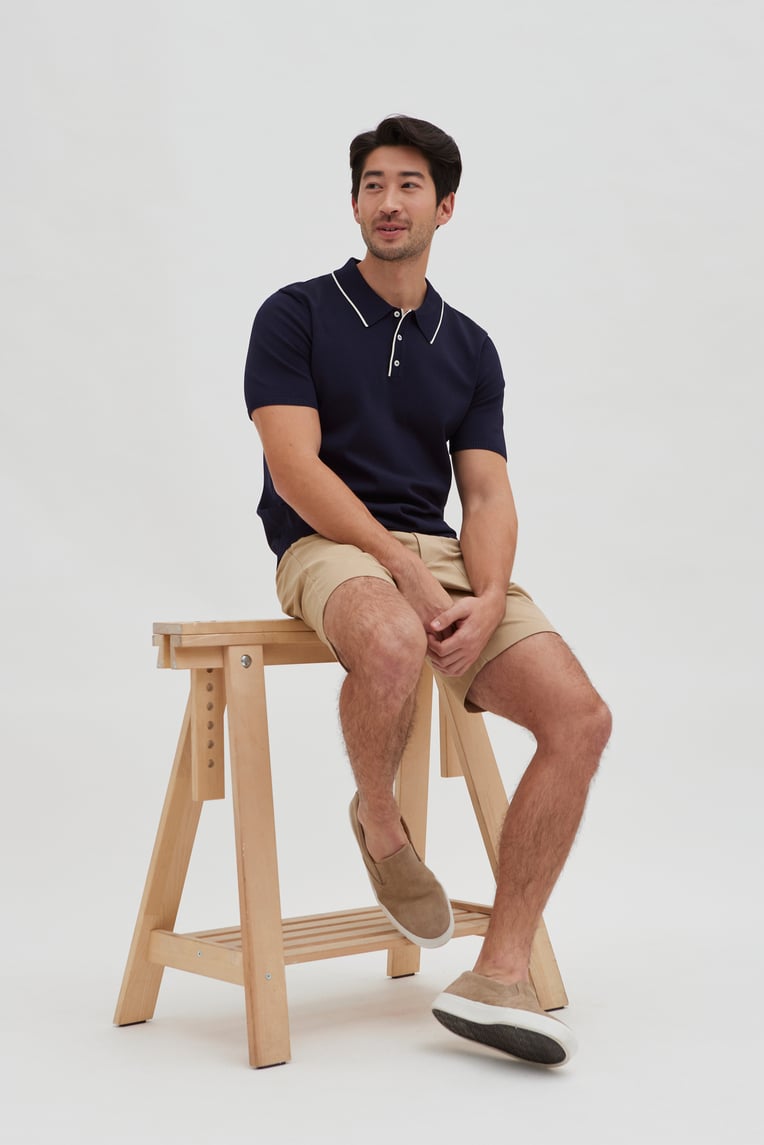 Contrast Collared Knit Shirt