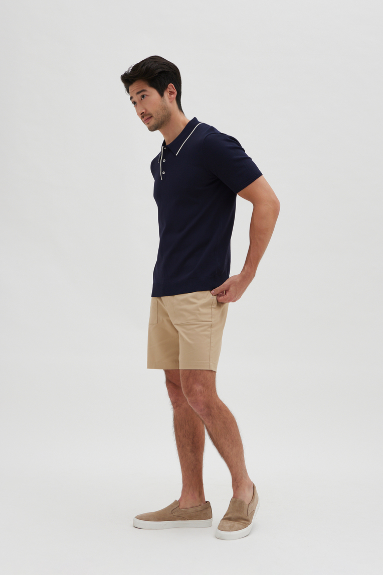 Contrast Collared Knit Shirt