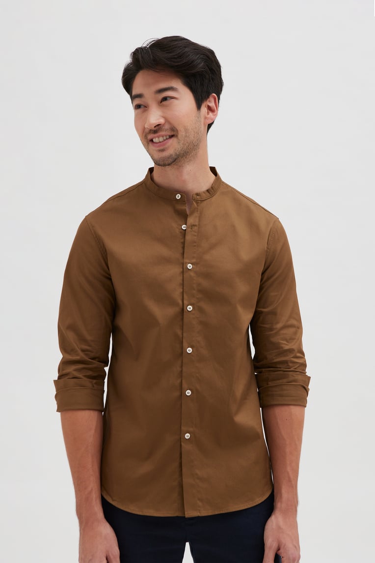 Organic Cotton Mandarin Collar Shirt