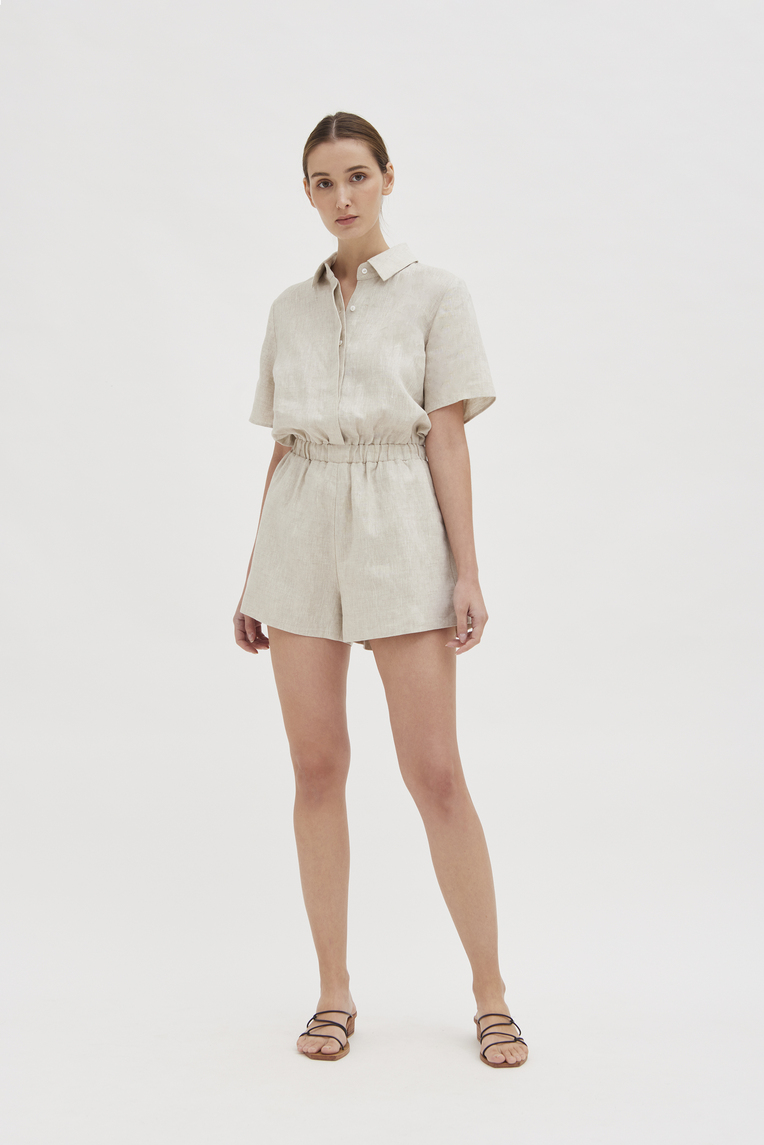 Collared Linen Romper