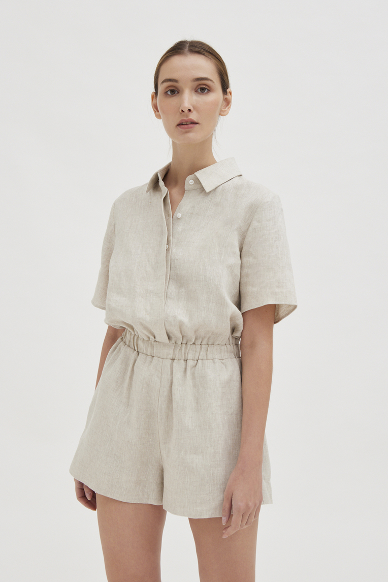 Collared Linen Romper