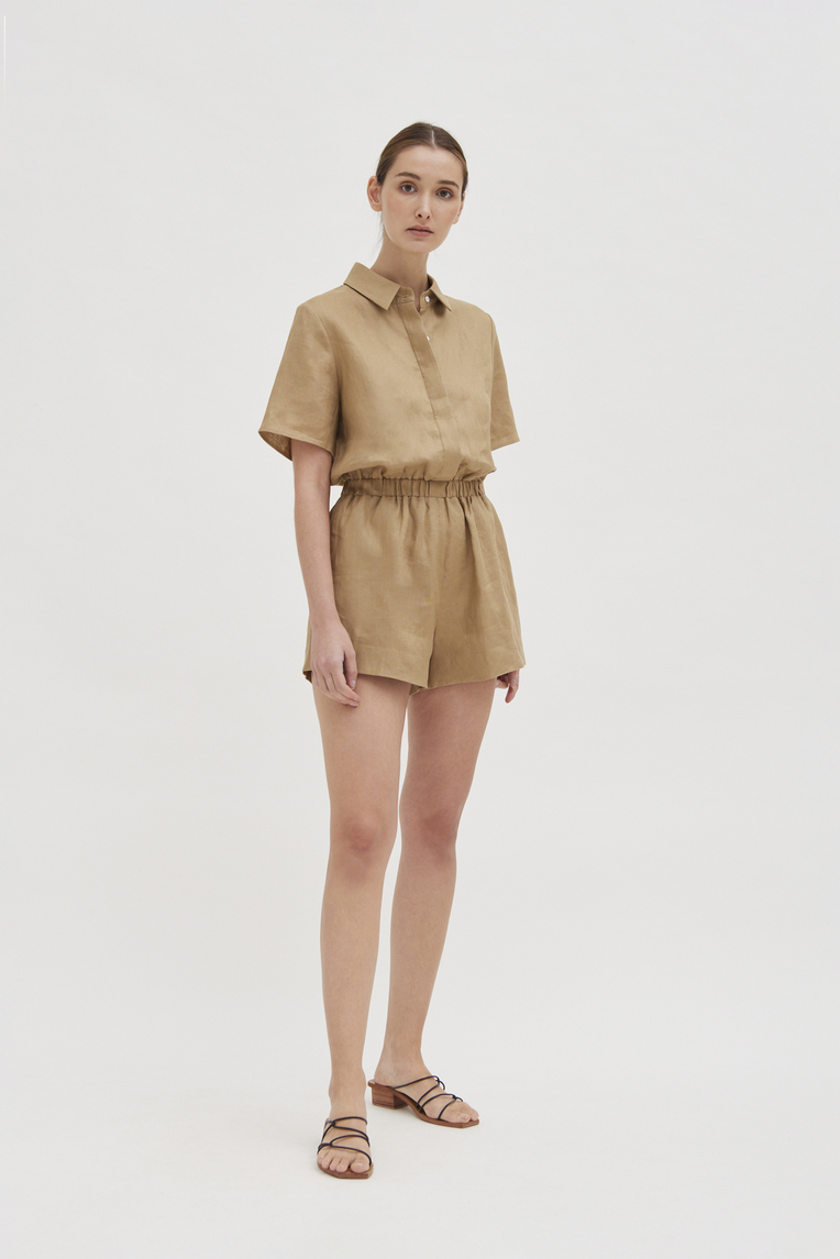 Collared Linen Romper