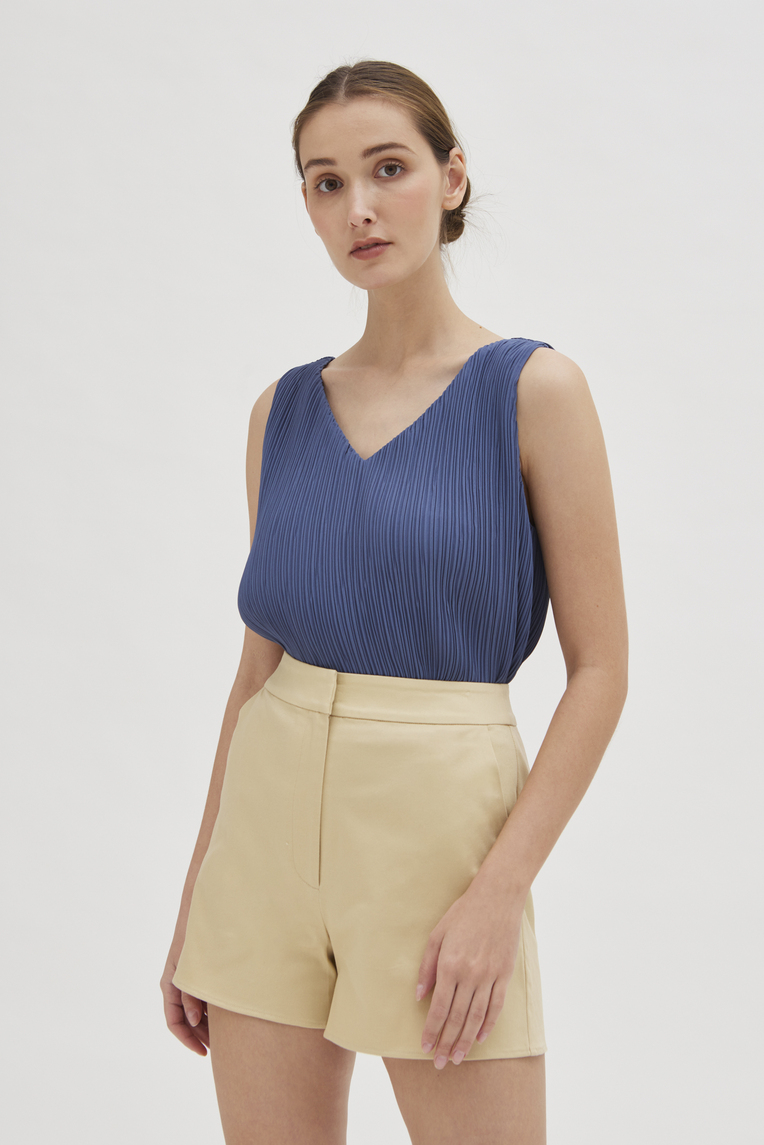 Cotton Twill High-Waisted Shorts